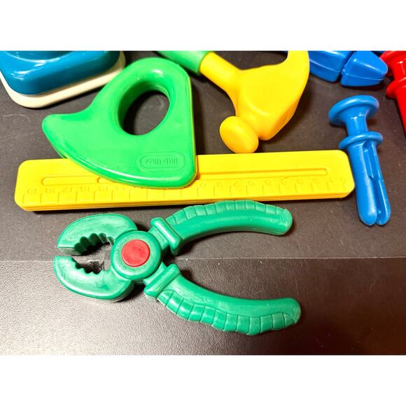 Vtg Little Tikes Hammer Straight Edge Hand Saw Wrench pliers Pretend Tool box - Picture 6 of 11